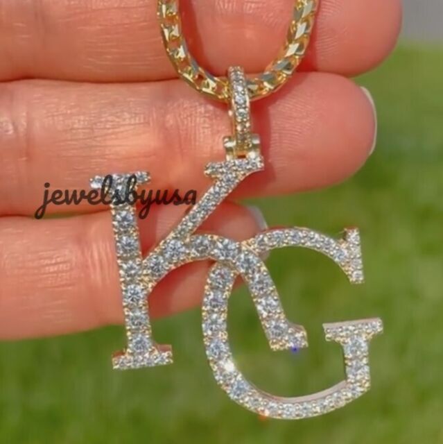 Any 2 Letter Customized 1.8 Ct Natural moissanite Men's Charm Pendant 925 Silver Any 2 Letter Customized 1.8 Ct Natural moissanite Men's Charm Pendant 925 Silver