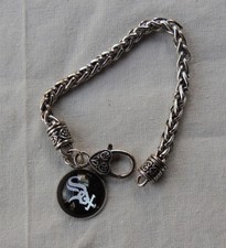 Chicago White Sox Baseball metal Charm Bracelet 8" inch Heart Silver Color