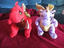  2 Ty Beanie Babies Legend the Red Dragon 2015 & Legend the Purple Dragon 2003 w