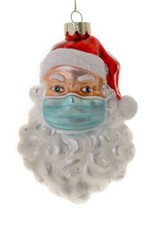 SANTA IN FACE MASK Pandemic Glass Christmas Ornament by Cody Foster