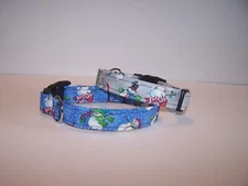 Wet Nose Designs Let It Snow Dog Collar Snowman Blue or Gray Christmas Glitter