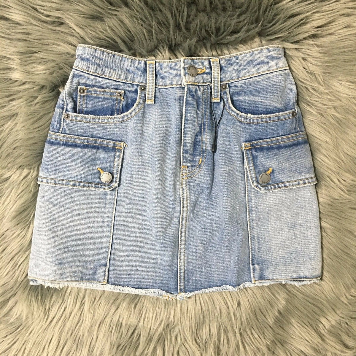 Carmar Womens Skirt Cargo Side Pocket Denim Size 25 Blue #596