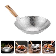 Padella Kochwok Acciaio Inox Wok Tradizionale Wok Padella con Manico in Legno