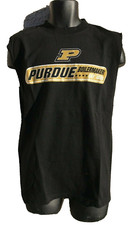 VTG Purdue University Boilermakers T Shirt Black Gold Sleeveless Size Large NOS