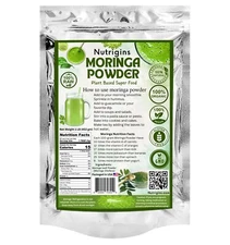 Nutrigins Pure Moringa Leaf Powder 1LB Organic - 100% Raw Food- Grade Vegan