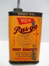 Vintage Rus-go Rust Remover Lead Top Can Babbitt Chemical New Bedford Mass.