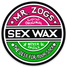 Mr Zog's Sex Wax  - Neon Pink / Green w/ black border Die Cut Round STICKER!