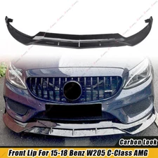 Front Bumper Lip Carbon Painted For 15-2018 Mercedes-Benz W205 C-Class C300 AMG