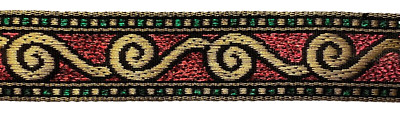 METALLIC RED & GOLD SWIRL WOVEN RIBBON, #2 - approx. ¾