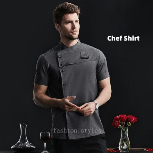 Kitchen Jacket Catering Uniform Short Sleeve Chef Clothes Restaurant Workwear - Picture 8 of 31