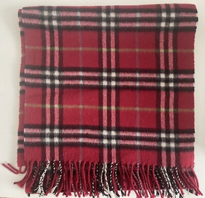 Burberry Vintage Scarf Classic Nova Check Lambswool Red + Black Burberry Vintage Scarf Classic Nova Check Lambswool Red + Black
