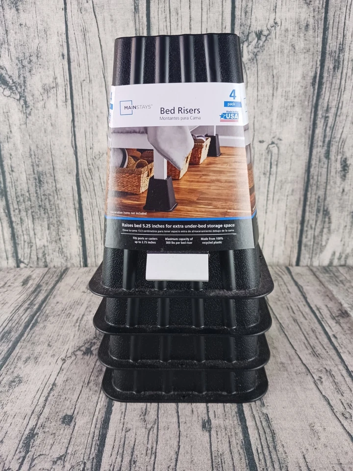 Elevadores de cama MainStays (negro) cama elevadora 5,25" se adapta a postes de hasta 2,75" totalmente nuevos Foto 2 de 4