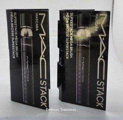 MACStack  Superstack Mega Brush BLACK Lash Mascara ~Travel Sz .1oz/3gm~Lot of 2