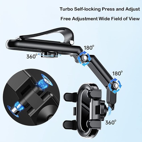 1080° Car Phone Holder Rotatable And Retractable Rearview Mirror Mount Universal - 第 6/16 張圖片