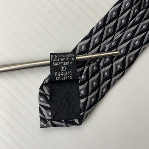 VAN HEUSEN Silk Necktie Youth Size 3" x 48.5" Stain Resistant Black Silver Tie - Picture 6 of 8