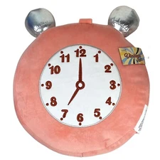 Vintage Vibes Analog Clock Round Throw Pillow Dusty Rose Silver Bells 7 o'clock