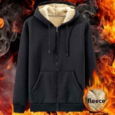 Autumn Winter New Men's Fleece Lined Thickened Sweatshirt Cardigan Hooded Zip Up
