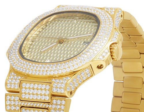 Reloj Hombre Acero Inoxidable Amarillo Helado 40MM PP Circonita Cúbica - Imagen 5 de 10