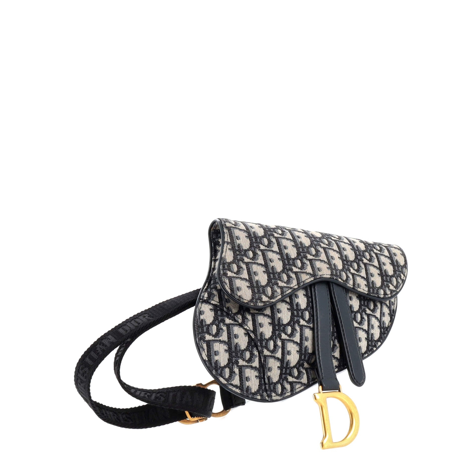 Christian Dior Saddle Belt Bag Oblique Canvas Blue Gem