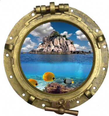 Sticker hublot trompe l'oeil Etoile de mer