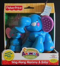 Fisher Price - AMAZING ANIMALS - SING-ALONG MOMMY BABY ELEPHANT VINTAGE - NEW