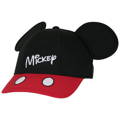 Mickey Mouse Signature Embroidered Youth Cap with 3D Ears Black