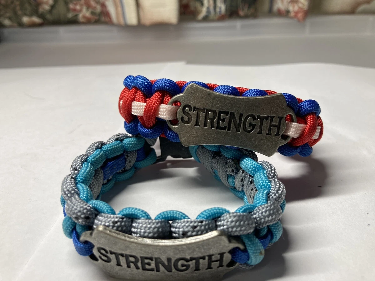 2 Strength inspired Paracord Bracelets. Engrave with “Strength “ 6.5  Diameter