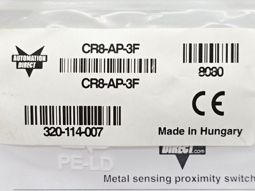 SEALED Automation Direct CR8-AP-3F Inductive Proximity Sensor, 3Pin, 8M, CR8AP3F - Picture 2 of 7
