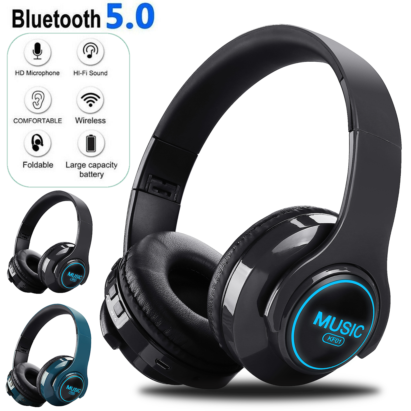 Bluetooth Headset Wireless Headphones NoiseCancelling for iphone Samsung Android-image