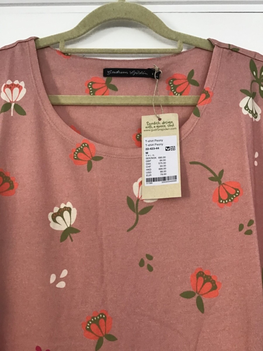 Gudrun Sjoden pink Peony T-Shirt size M BNWT | eBay UK
