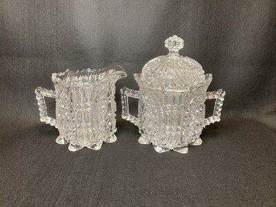 Antique HIGBEE Fortuna Cream & Sugar - Biscuit Jar & Lid , Creamer EAPG