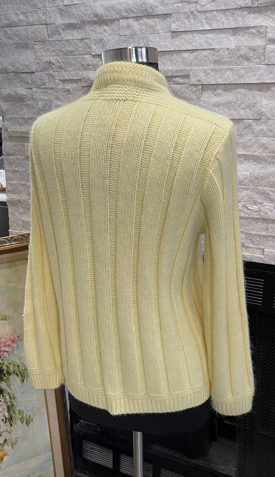 Vintage Carol Brent For Montgomery Wards Yellow Cardigan Sweater Size 38 Bust