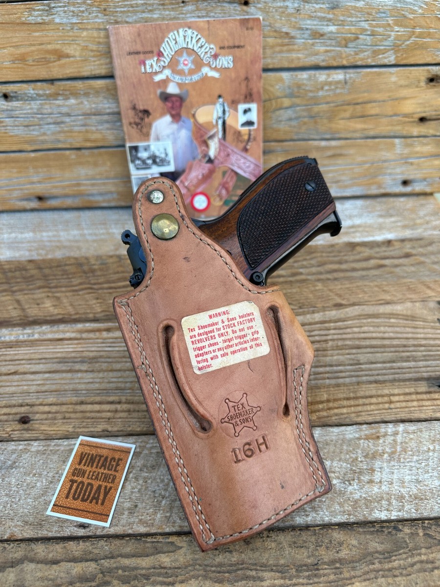 Vintage Tex Shoemaker Brown Floral Carved OWB Holster for