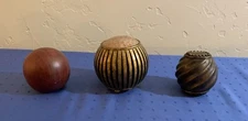 Vintage Ceramic Resin Decorative Balls Spheres Brown Orange Set of Three