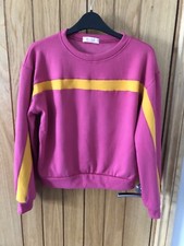 ladies fuchsia pink and orange striped long sleeve sweatshirt size small