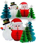 Honeycomb Paper Santa & Snowman Christmas Party Xmas Tree Tablescape Decoration