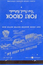 Vintage Matchcover Fort Crook Fort Crook Nebr
