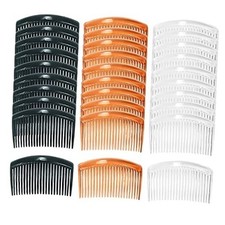 30 Pack Clear White Black Brown Plastic Hair Side Combs Slide Bun Holder Mix