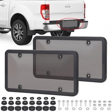 2 X Unbreakable License Plate Covers+Frames Auto Tag Shield Protector Front Rear