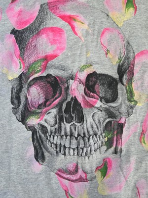 Alexander McQueen Skull And Pink Petals Tee Shirt IT 36 Small