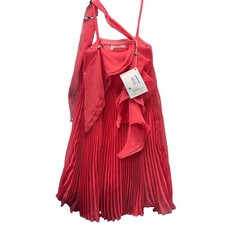 NWT Maria Grazia Severi Coral Pleated Ruffle Dress IT 42 US M MSRP $657