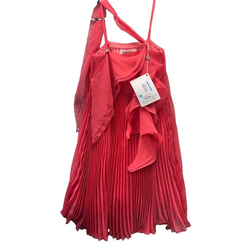 NWT Maria Grazia Severi Coral Pleated Ruffle Dress IT 42 US M MSRP $657