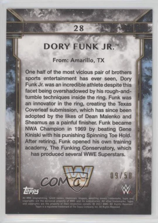 2017 Topps Legends of the WWE Blue /50 Dory Funk Jr #28 - Image 2 of 2