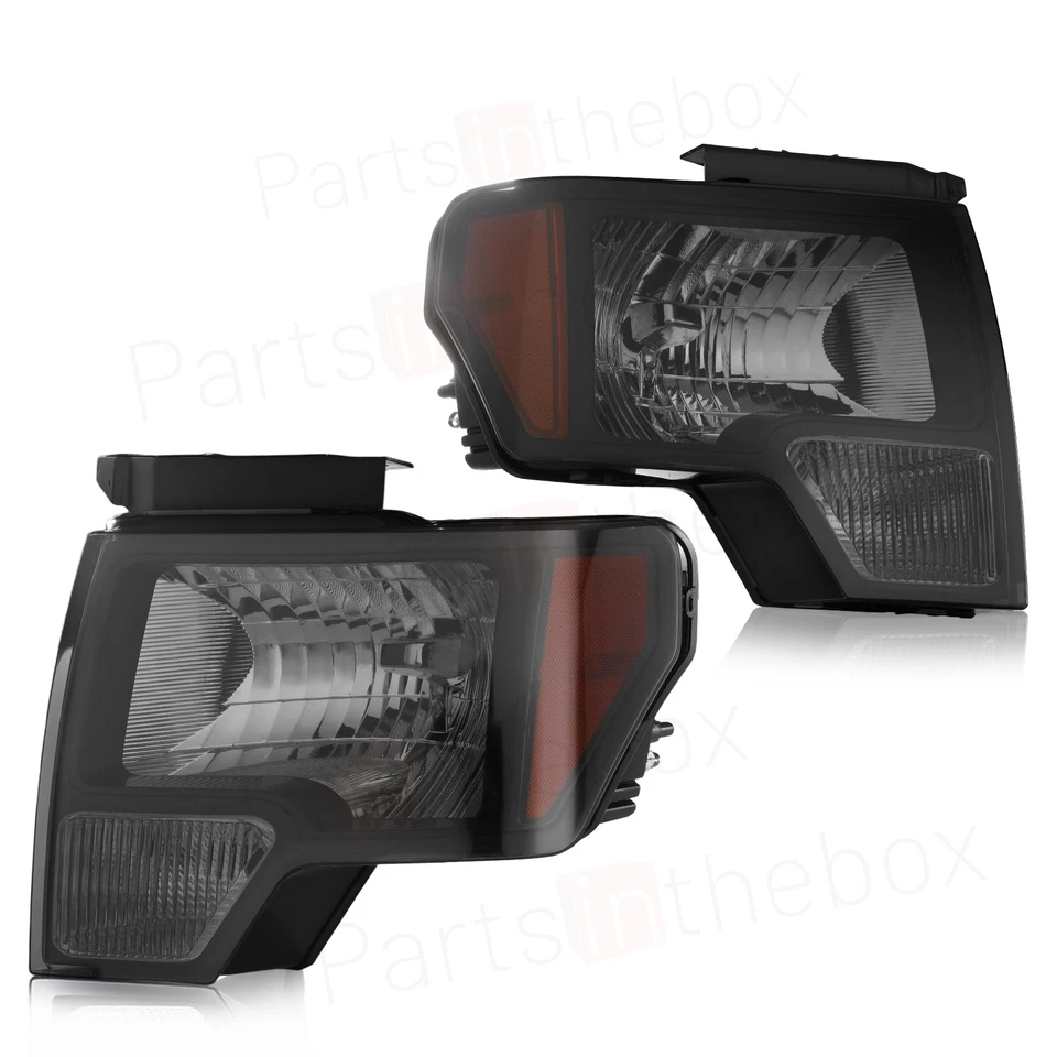 For 2009-2014 Ford F-150 Headlight Projector Style Black w/o Bulbs Halogen L & R Foto 2 de 4