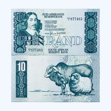 SOUTH AFRICA 10 RAND 1982 AFRICAN BANKNOTE AFRIKAANS Jan Van Riebeek RSA ZAR