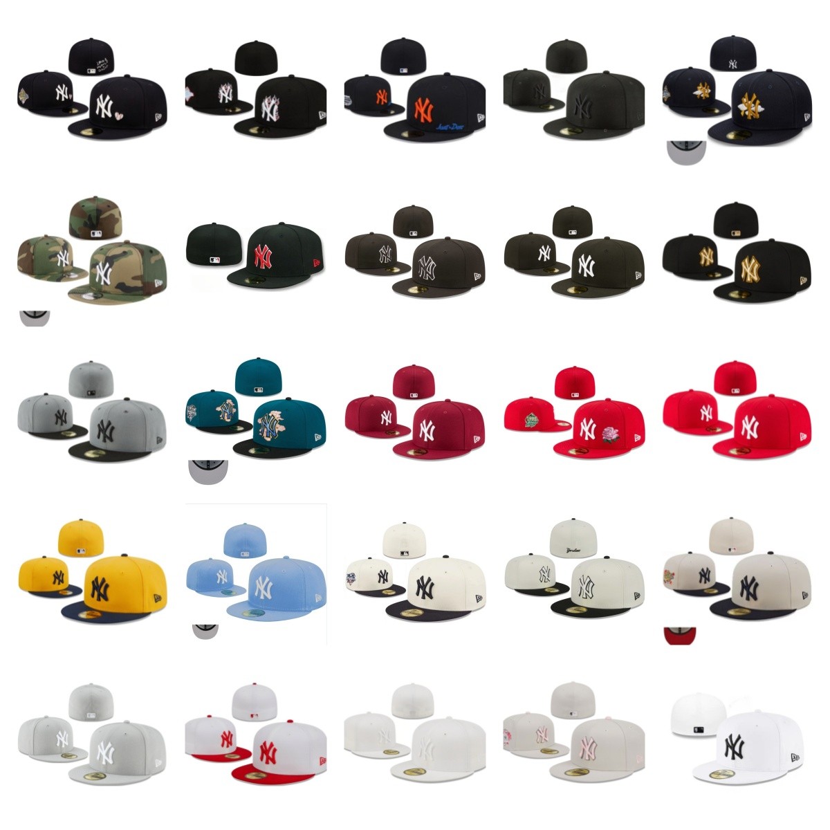 Mens Classic New York Yankees 59FIFTY Flat Brim Hat Baseball Cap Unisex