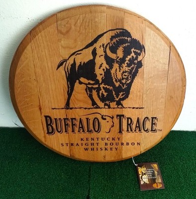 Buffalo Trace Kentucky Straight Bourbon Whiskey Wood Barrel Lid Wall Mount w/Tag