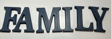 Cutout Sign FAMILY Letter Wooden Wall Art Decor Wood Word Blue Painted Country