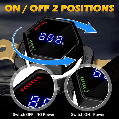 Top Post Battery Disconnect Switch with Voltmeter, DC 5-60V Master Isolator... - Picture 3 of 6