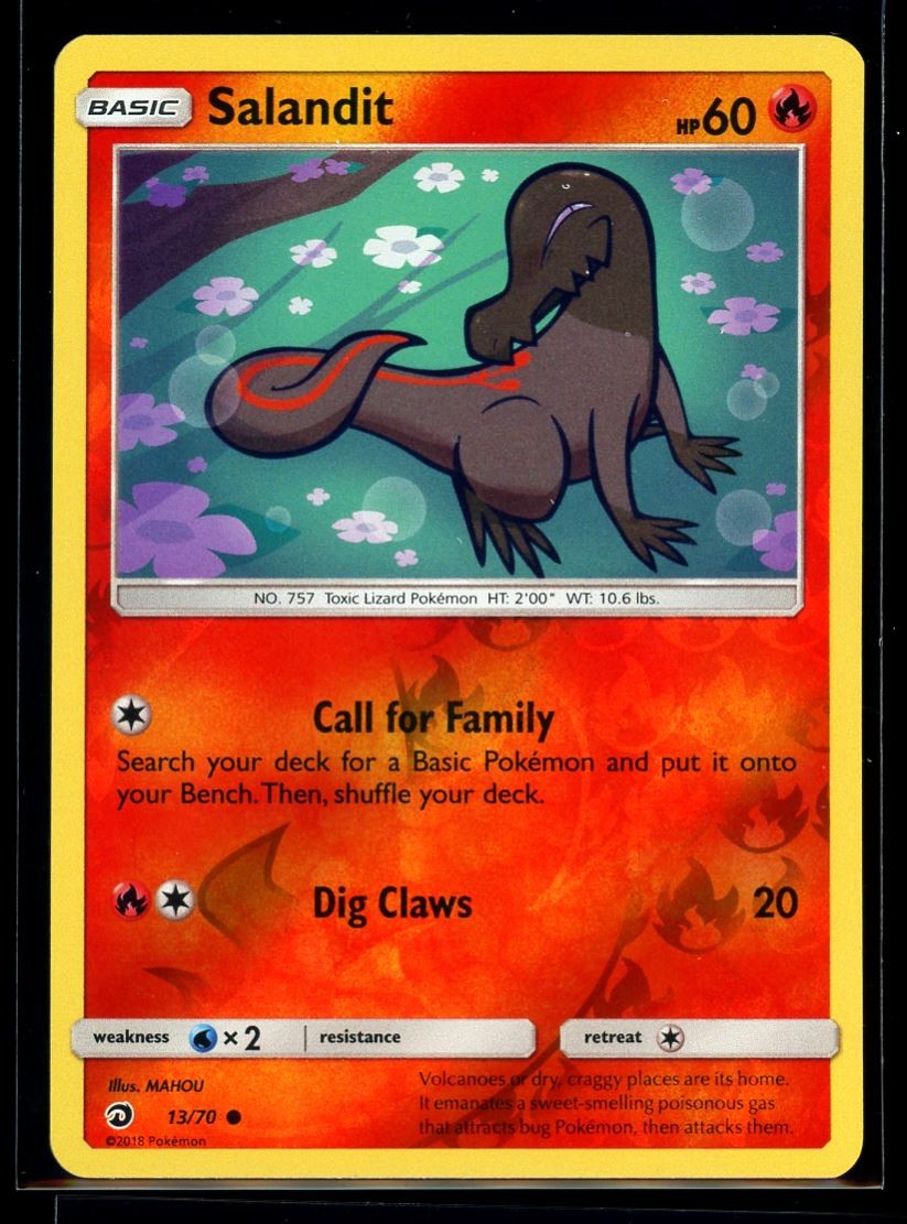 2018 Sun & Moon - Dragon Majesty Salandit #13 Reverse Holo Pokemon Card